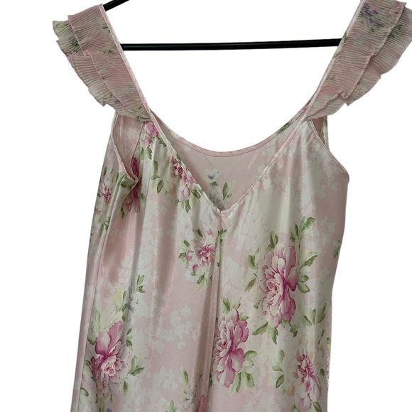 1980s Oscar de la Renta pink floral slip /dress maxi négligée Sz S. - Picture 3 of 4